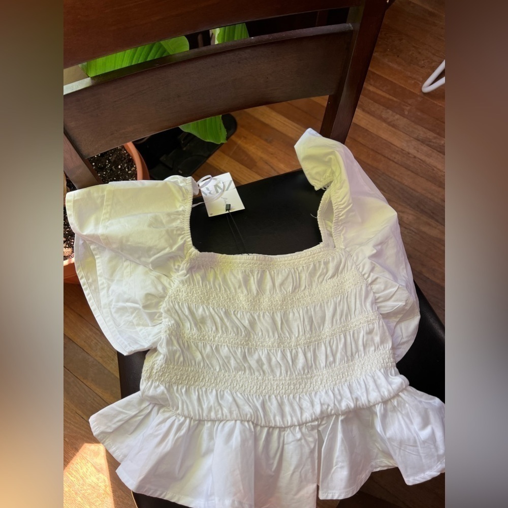 ZARA TOP RUFFLED BODICE WITH BUTTERFLY SLEEVES - Picture 14 of 16